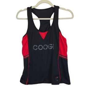 COOGI‎ Sport Systems Black Red Rhinestone Athletic Tank Top Womens Medium Sporty